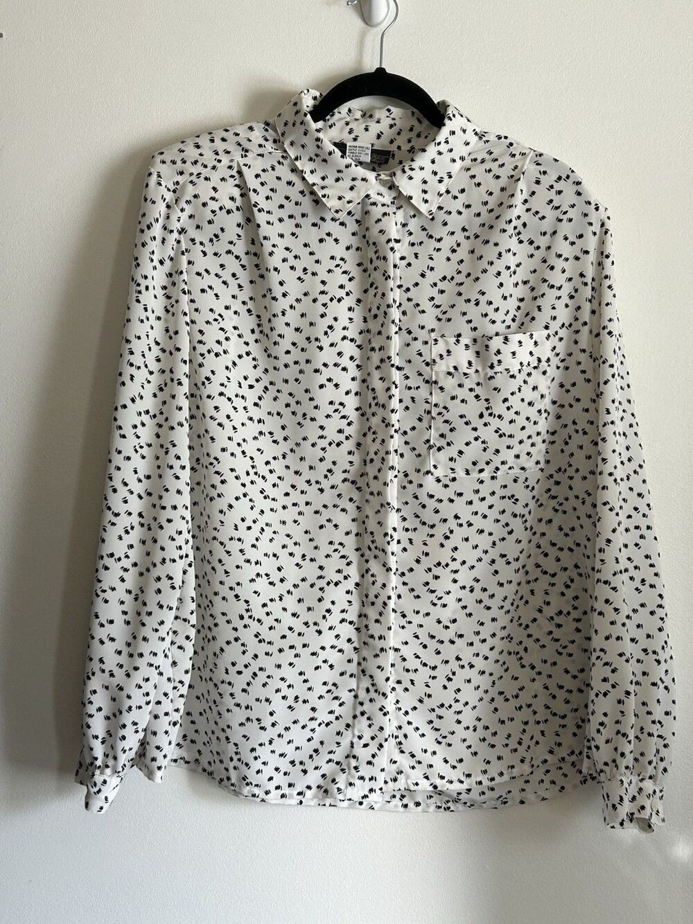 Vintage Classique Works Blouse With Abstract Dash Pattern Size 40